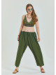P Adjustable Waist Khaki Women's Plus Size Trousers with Rope Detail 4621
